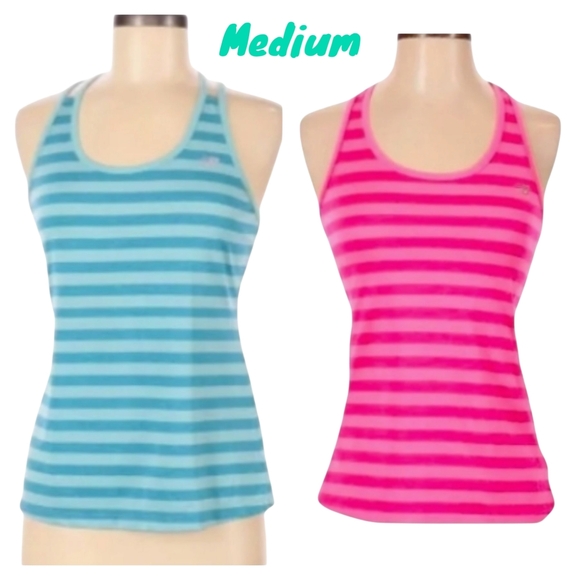 New Balance Tops - New Balance 2p Set Striped Racerback Dry Active Tank Tops Gym Women Medium